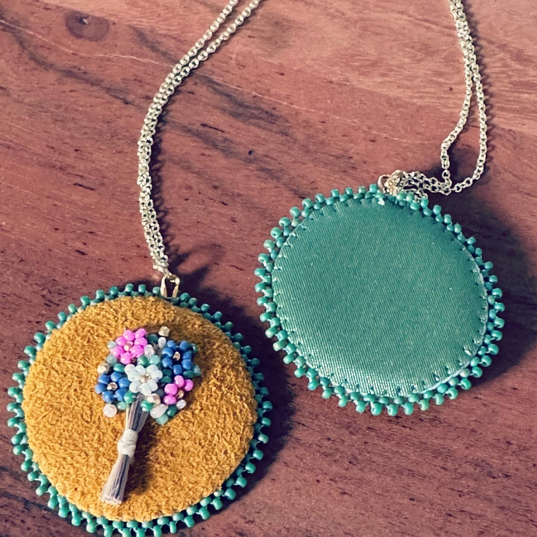 Flowers for Ma Pendant with Gold Chain
